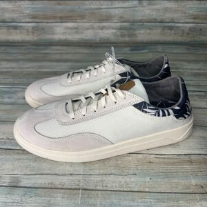 Olukai Punini Size 9.5 Court Shoes Off White Aloha Suede Casual Sneakers Mens